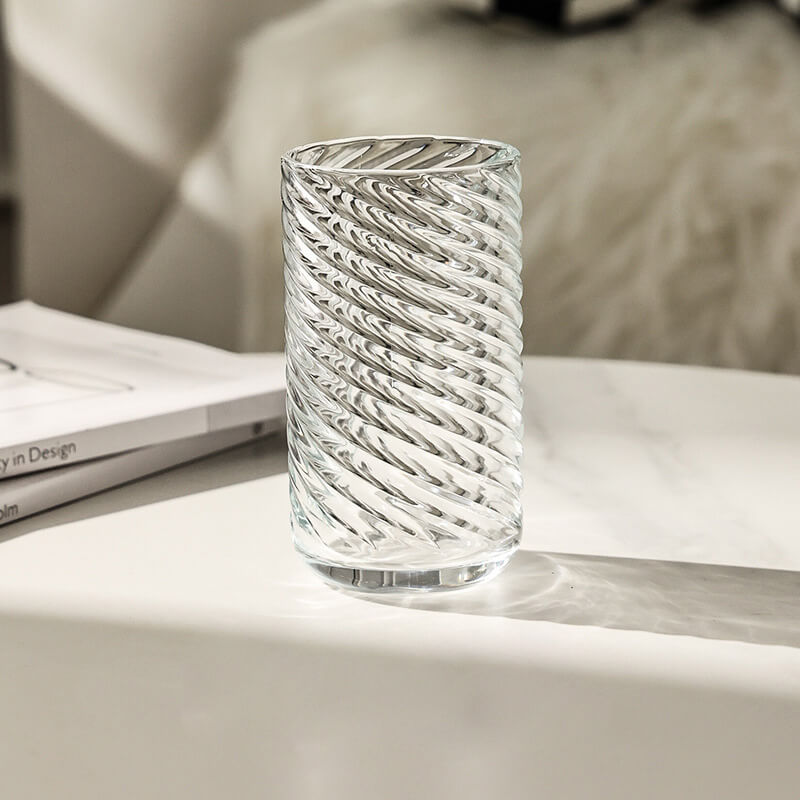 Embossed Ribbed Glass Cup