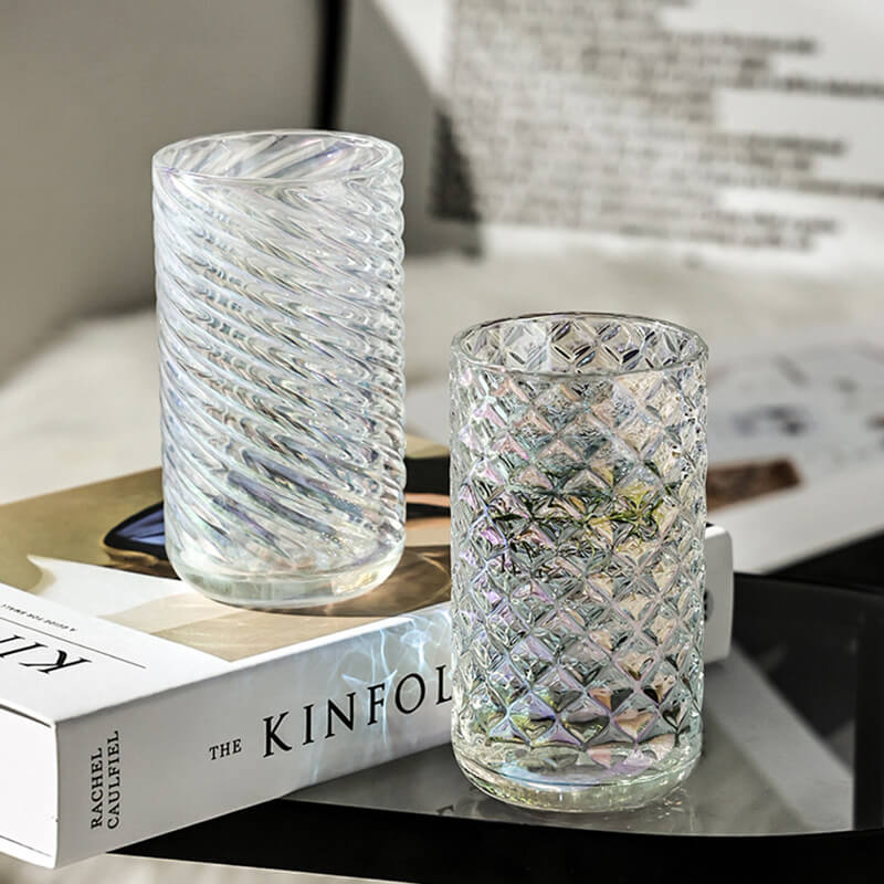 Embossed Ribbed Glass Cup