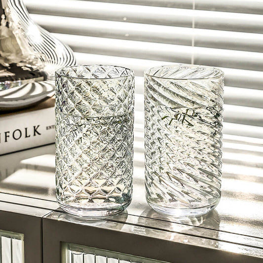 Embossed Ribbed Glass Cup