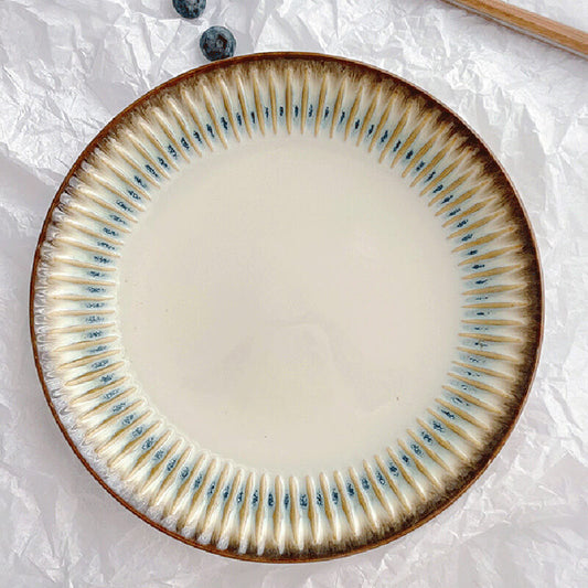 Embossed Vertical Grain Ceramic Plate