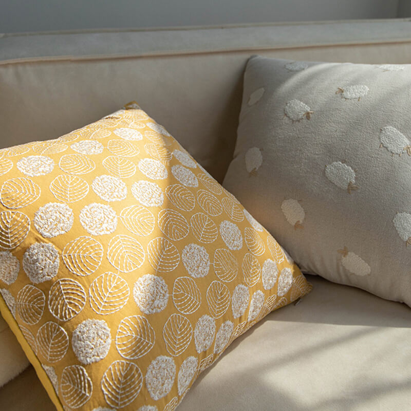 Embroidered Throw Pillow Cover