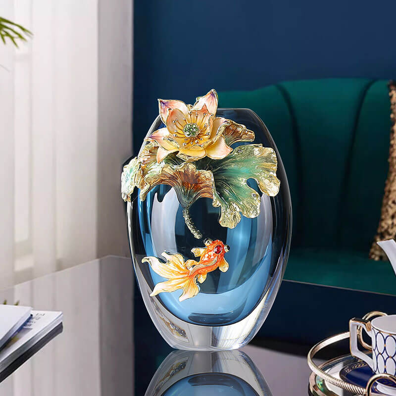 Vase en verre émaillé coloré