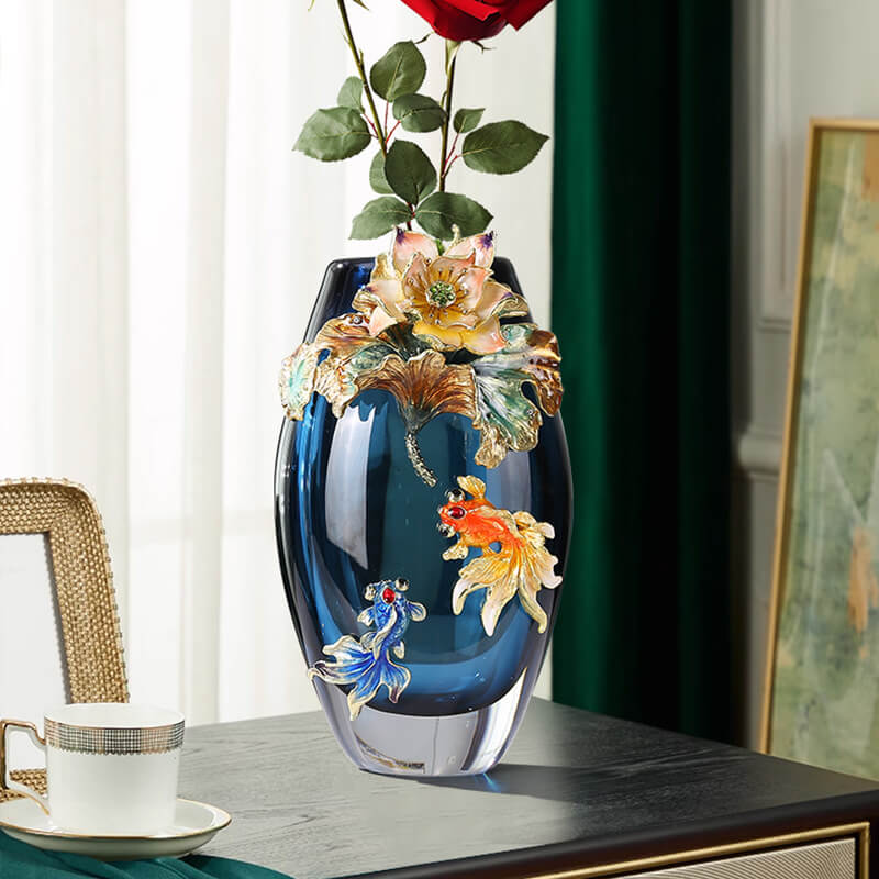 Vase en verre émaillé coloré