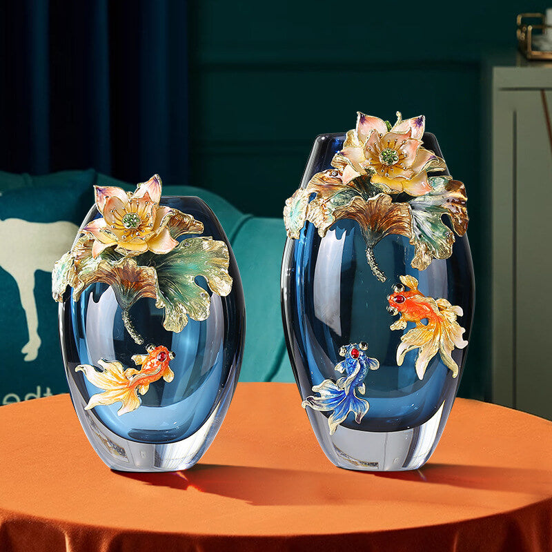 Vase en verre émaillé coloré