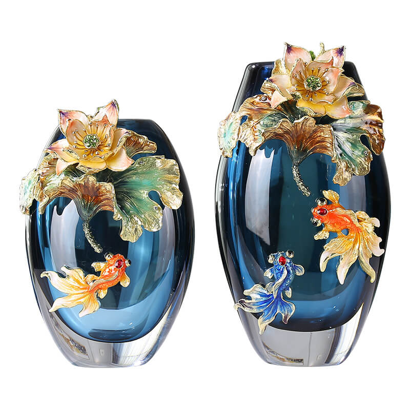 Vase en verre émaillé coloré