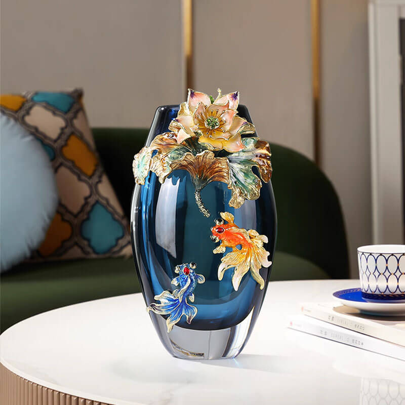 Vase en verre émaillé coloré