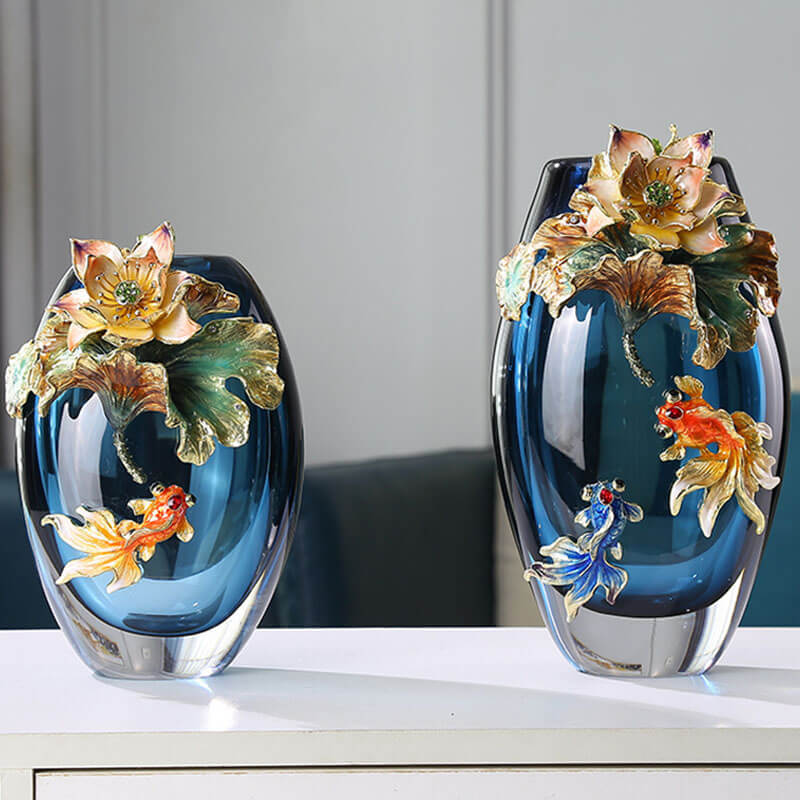 Vase en verre émaillé coloré