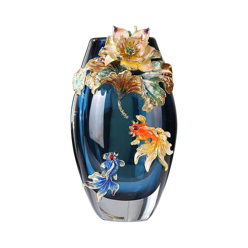 Vase en verre émaillé coloré