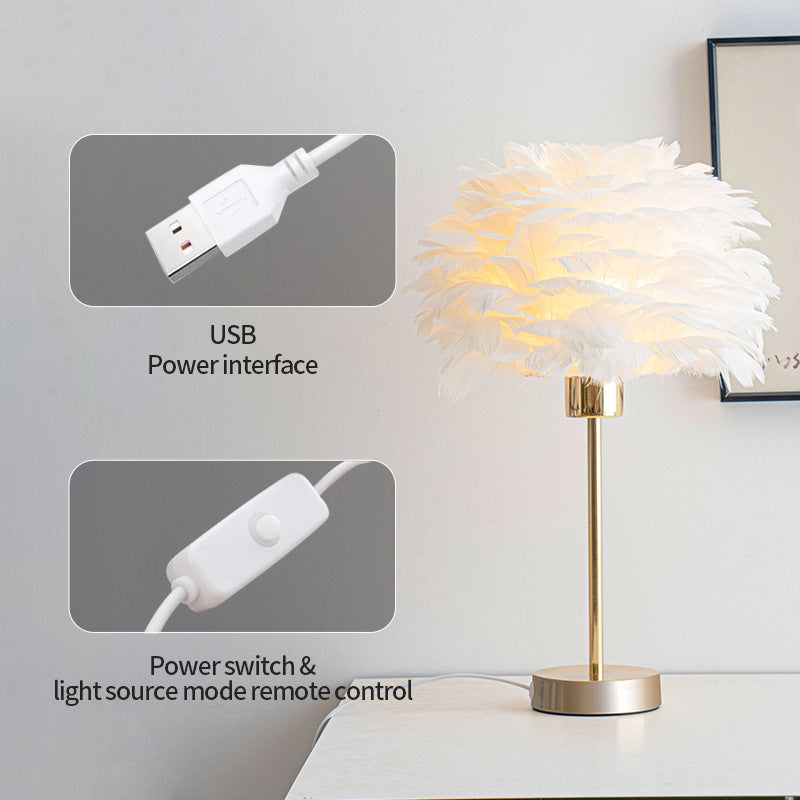 Feather Shade Table Lamp