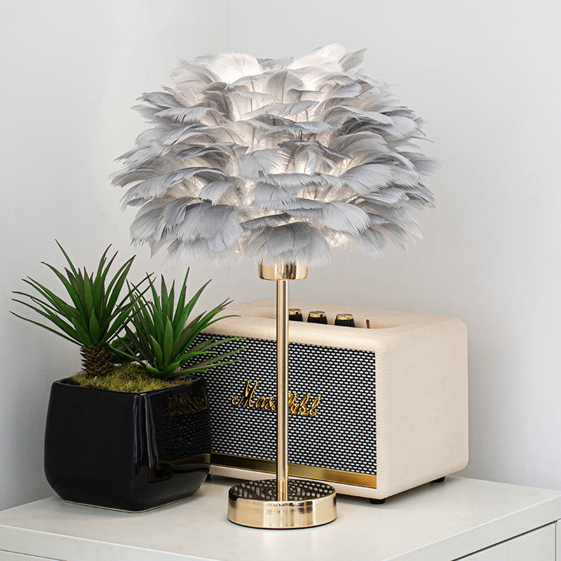 Feather Shade Table Lamp