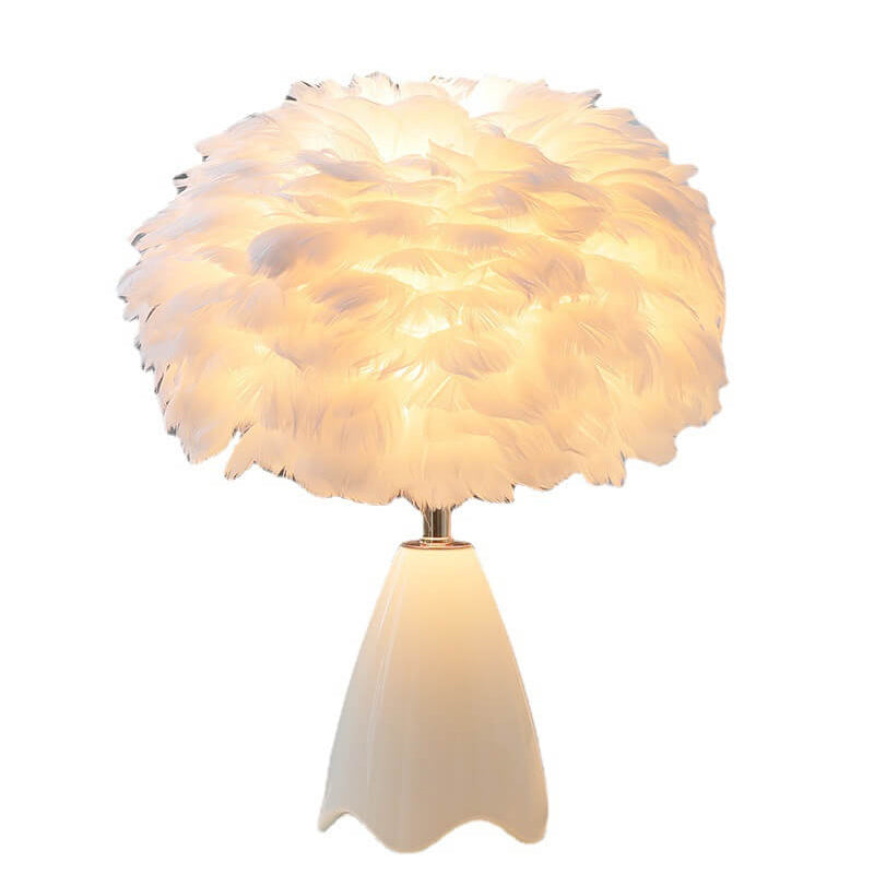 Lampe de table en verre à plumes