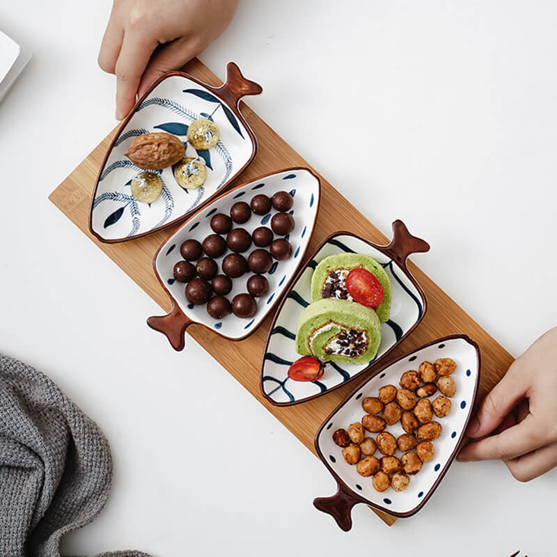Fishtail Ceramic Snack Plate Set