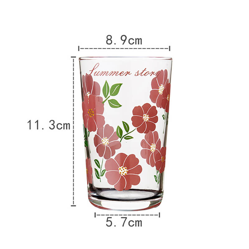 Floral Print Glass Cup