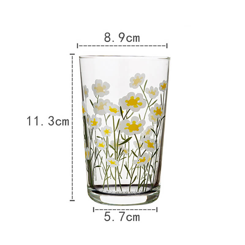 Floral Print Glass Cup