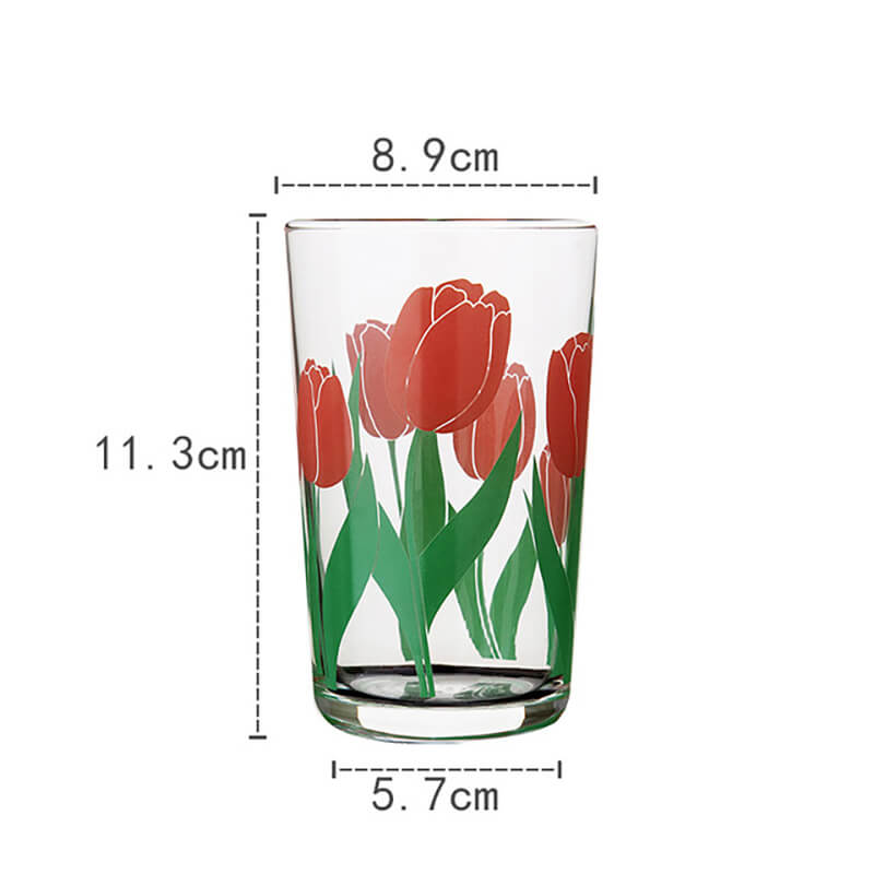 Floral Print Glass Cup