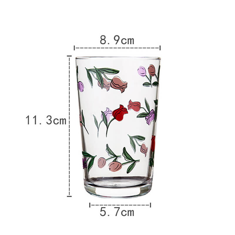 Floral Print Glass Cup