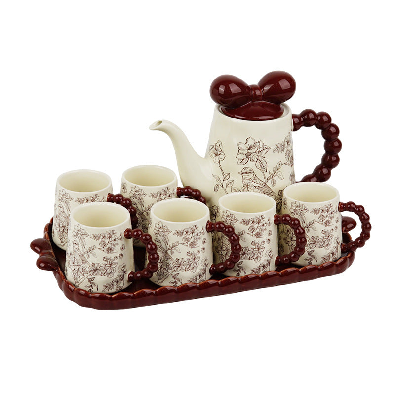 Floral And Bird Pattern Ceramic Tea Set