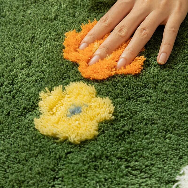 Flower And Green Grass Carpet