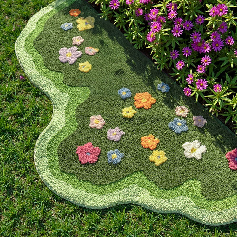 Flower And Green Grass Carpet