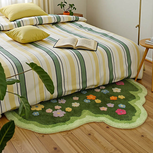 Flower And Green Grass Carpet