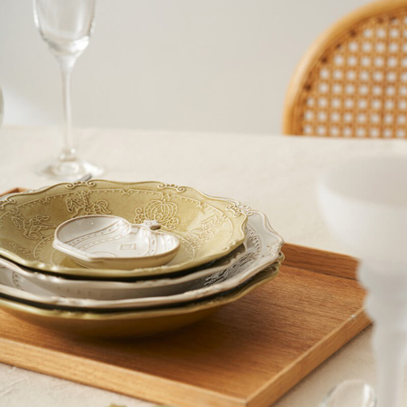 French Embossed Ceramic Soup Plate