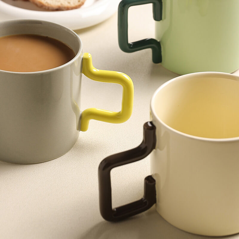 Geometric Handle Ceramic Mug