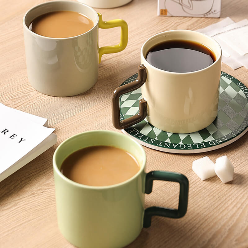 Geometric Handle Ceramic Mug