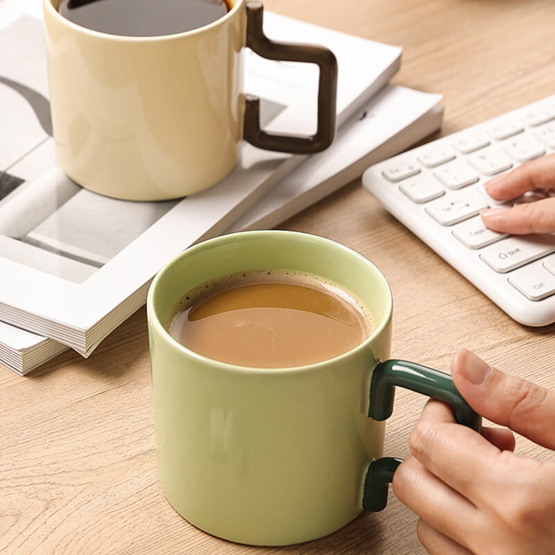Geometric Handle Ceramic Mug