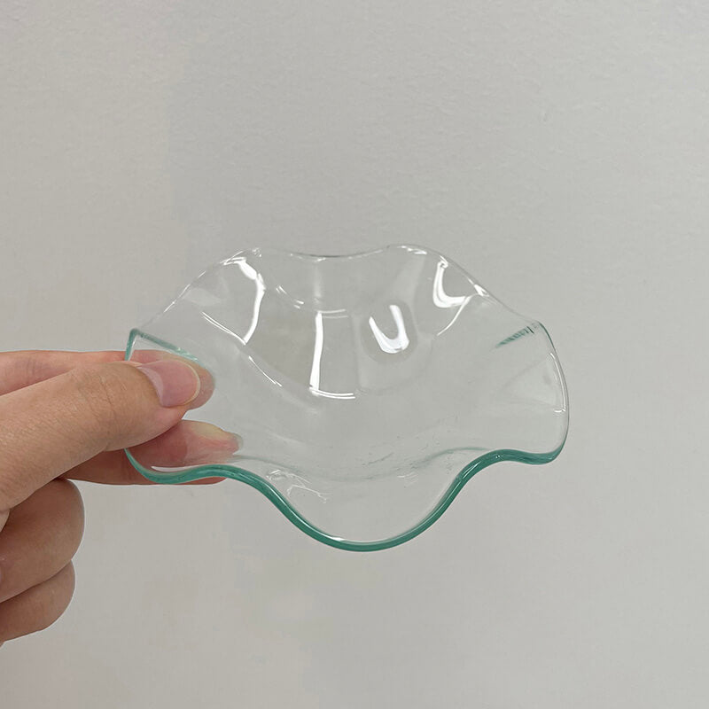 Bougeoir en verre ondulé