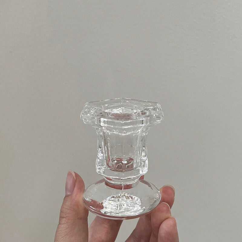 Bougeoir en verre ondulé