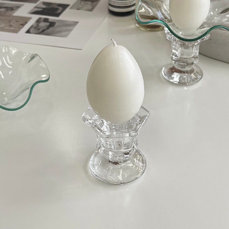 Bougeoir en verre ondulé
