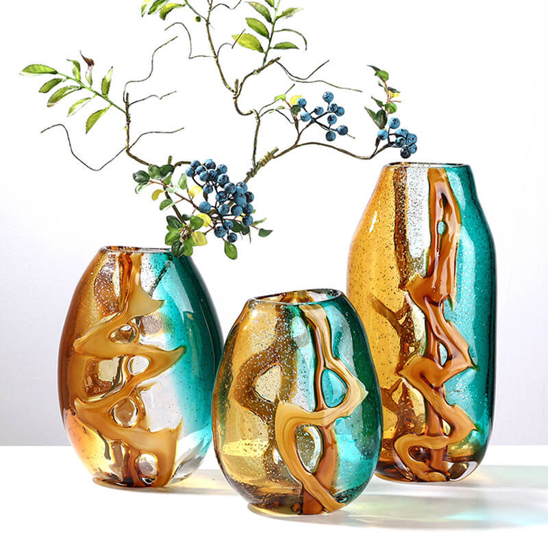Vase ambré à eau orange doré