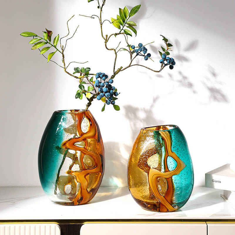 Vase ambré à eau orange doré