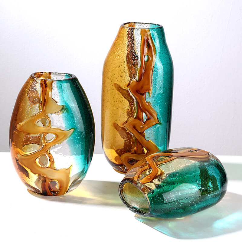 Vase ambré à eau orange doré