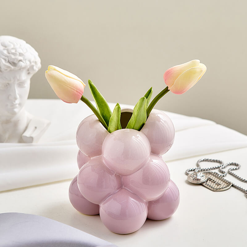 Vase en céramique en forme de boule de raisin