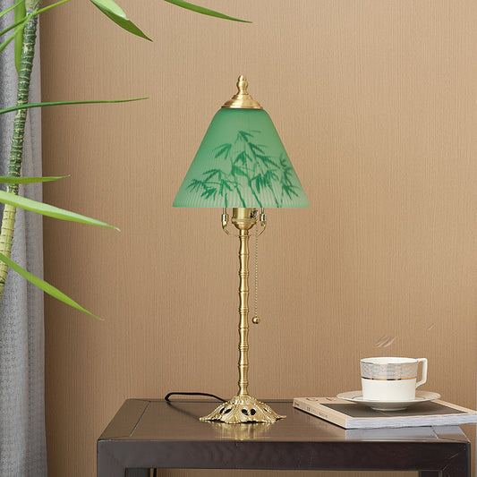 Green Bamboo Vintage Table Lamp
