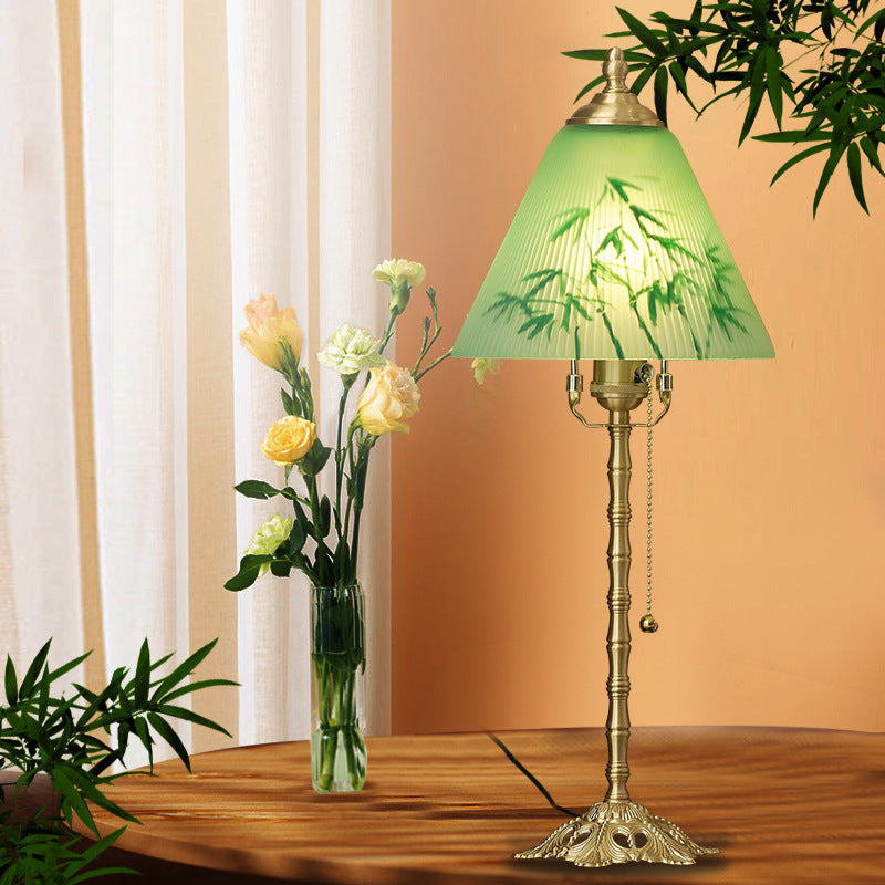 Green Bamboo Vintage Table Lamp
