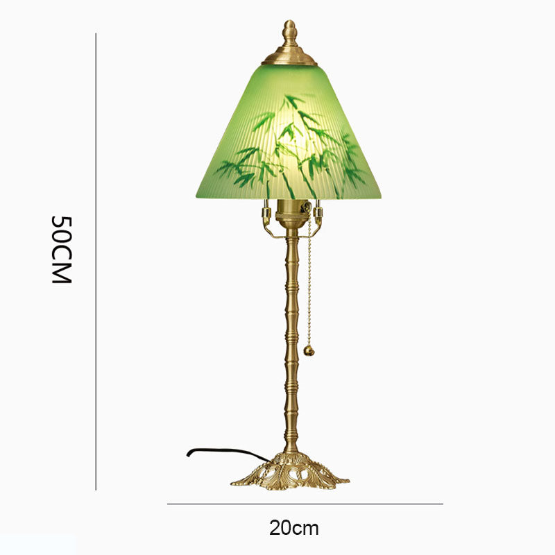 Green Bamboo Vintage Table Lamp