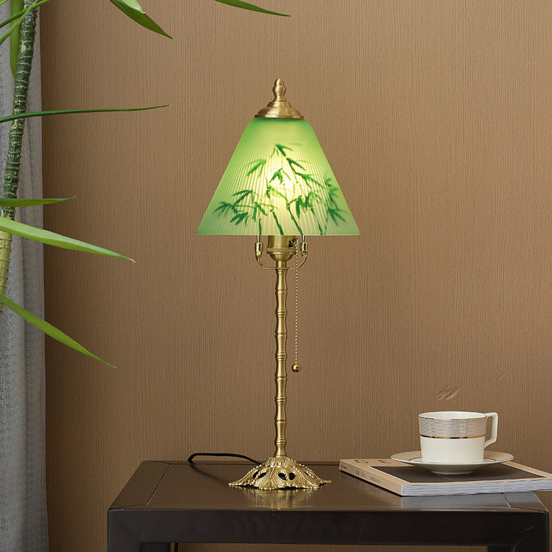 Green Bamboo Vintage Table Lamp