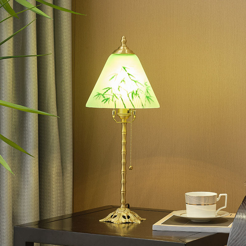 Green Bamboo Vintage Table Lamp