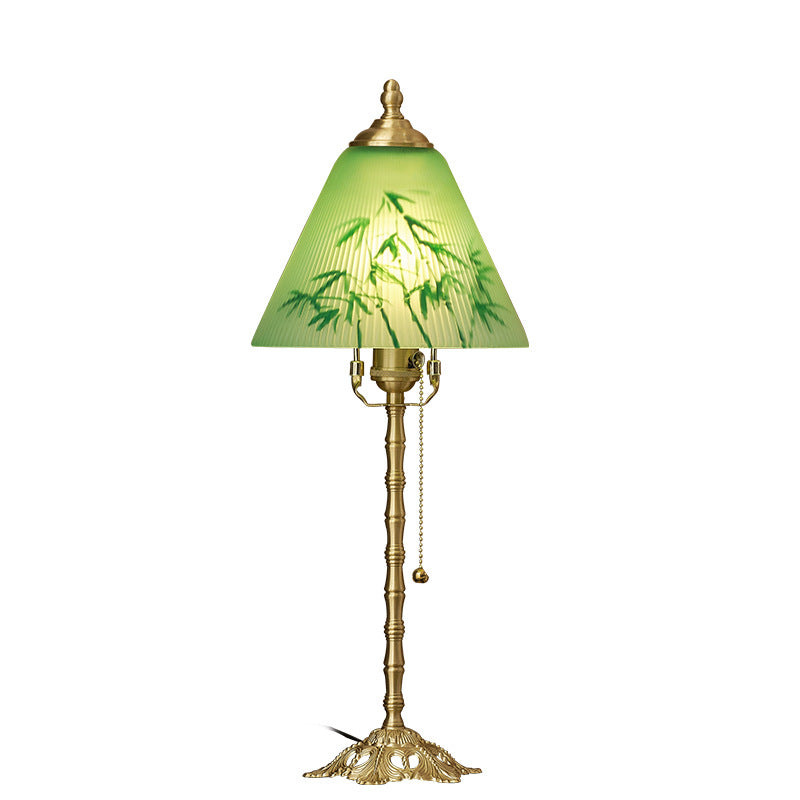 Green Bamboo Vintage Table Lamp