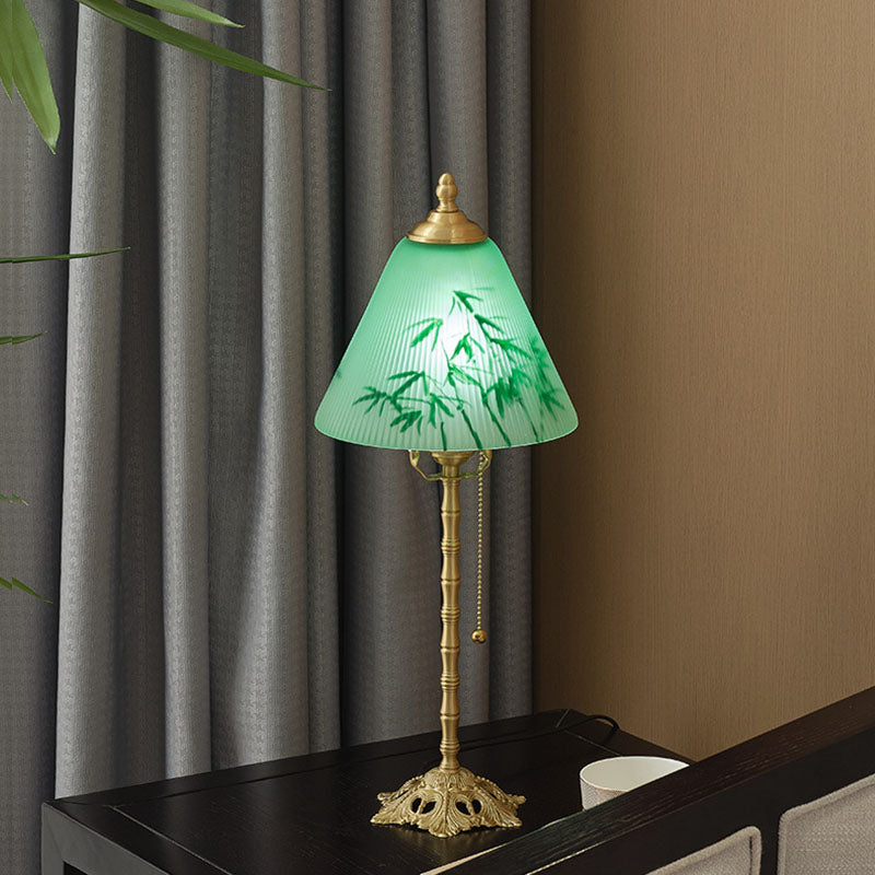 Green Bamboo Vintage Table Lamp