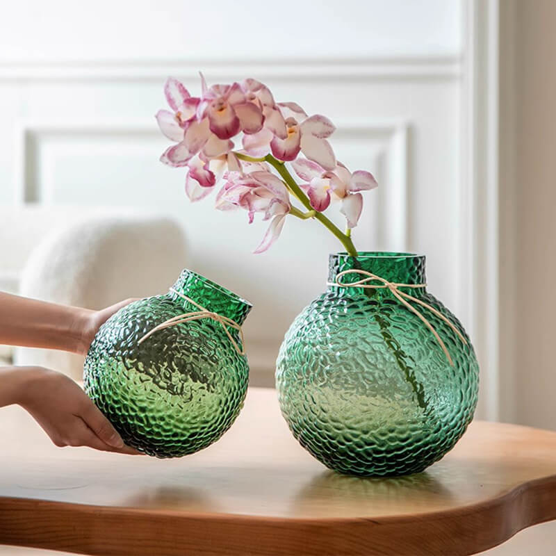Vase boule à motif de glace verte