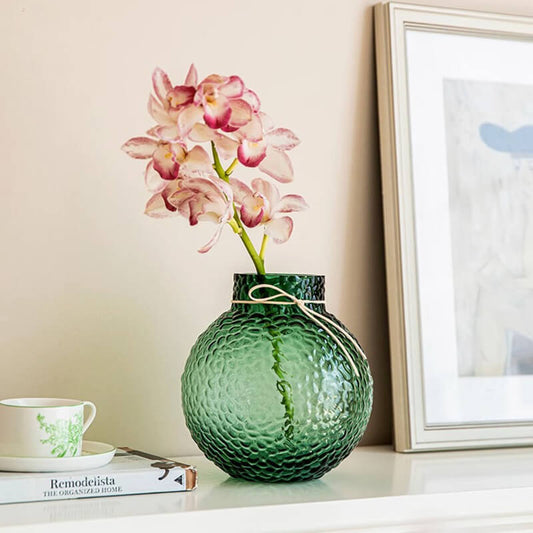 Vase boule à motif de glace verte