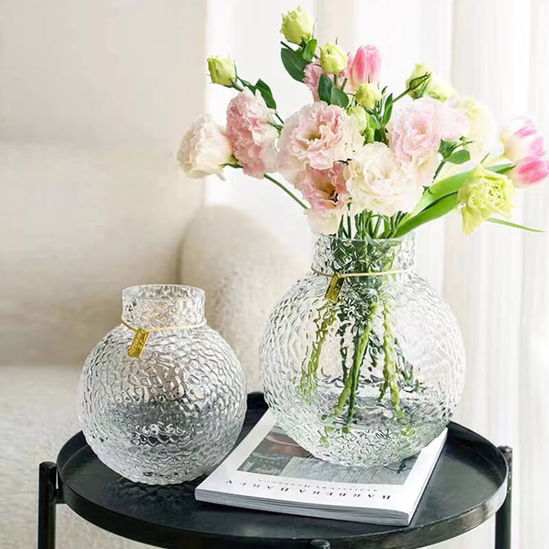 Vase boule à motif de glace verte