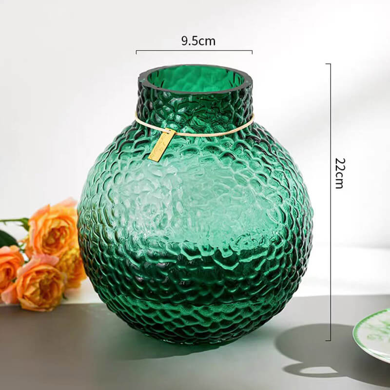 Vase boule à motif de glace verte