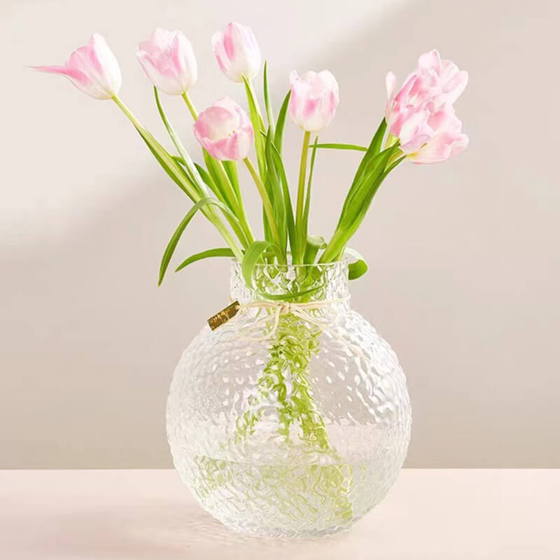 Vase boule à motif de glace verte