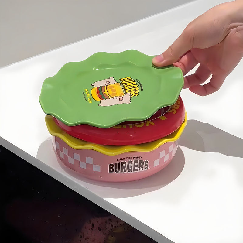 Hamburger Ceramic Dinner Plate Set
