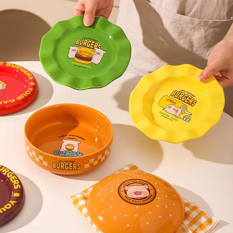Hamburger Ceramic Dinner Plate Set