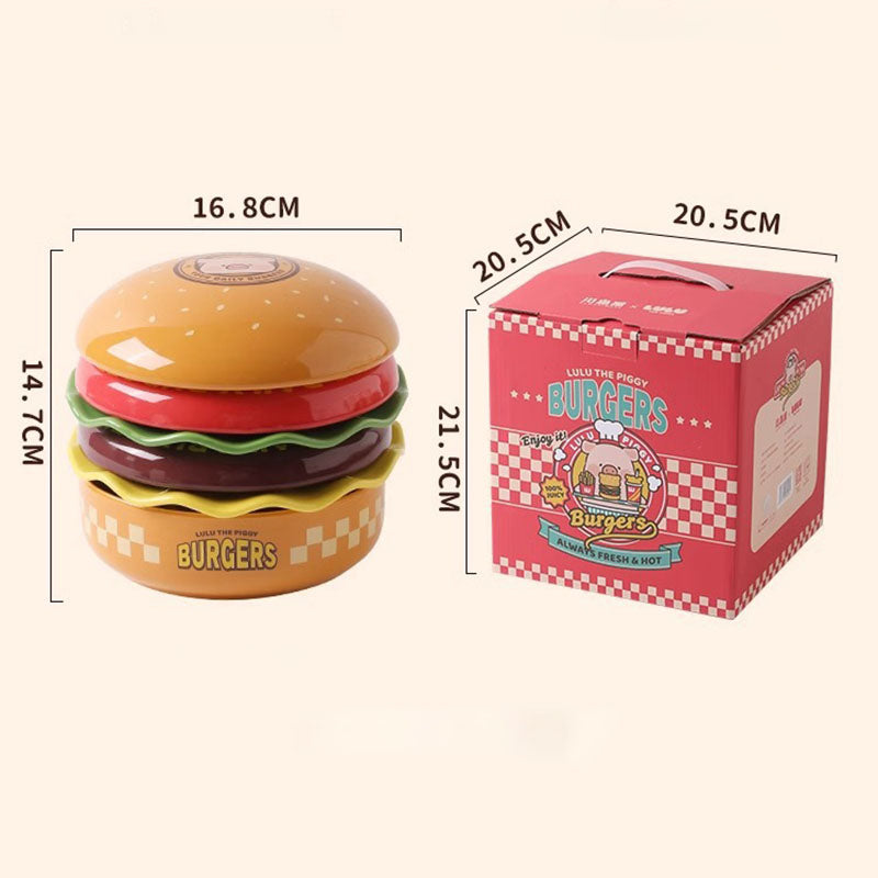 Hamburger Ceramic Dinner Plate Set
